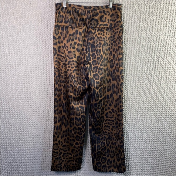 H&M thick satin straight leg leopard cheetah print trouser pants - Picture 6 of 6